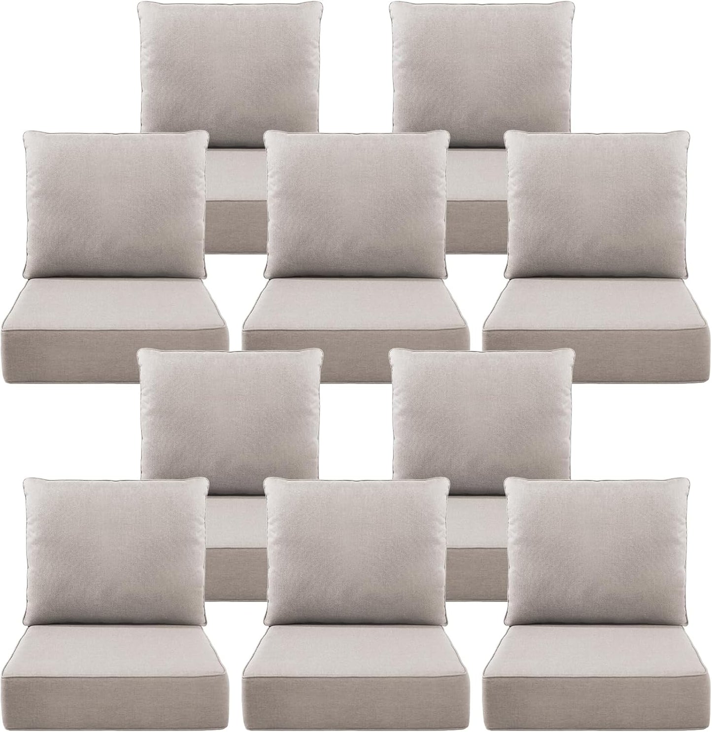 Luxury 6in Outdoor Cushions for Patio Furniture - Set of 10