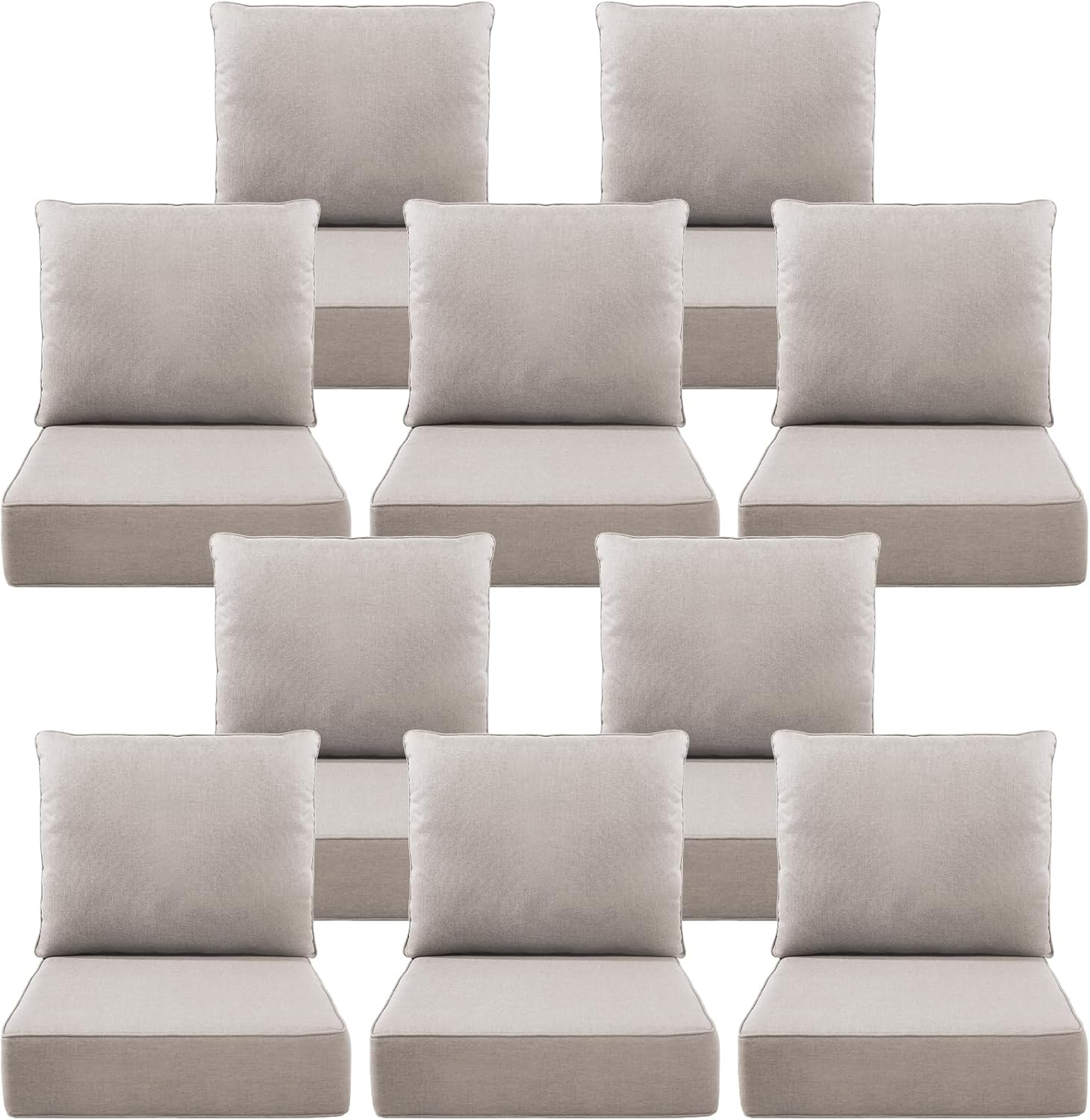 Luxury 6in Outdoor Cushions for Patio Furniture - Set of 10