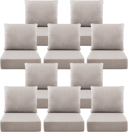 Luxury 6in Outdoor Cushions for Patio Furniture - Set of 10