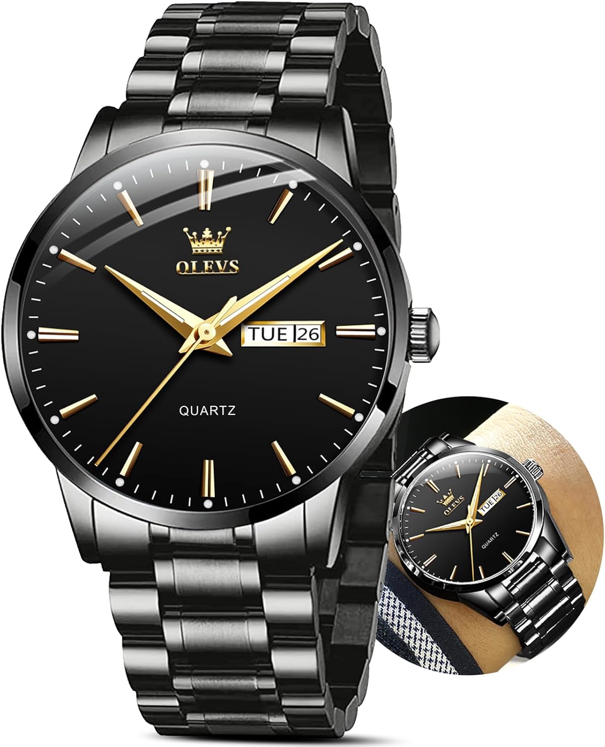 OLEVS Stainless Steel Men's Watch - Luminous & Waterproof!