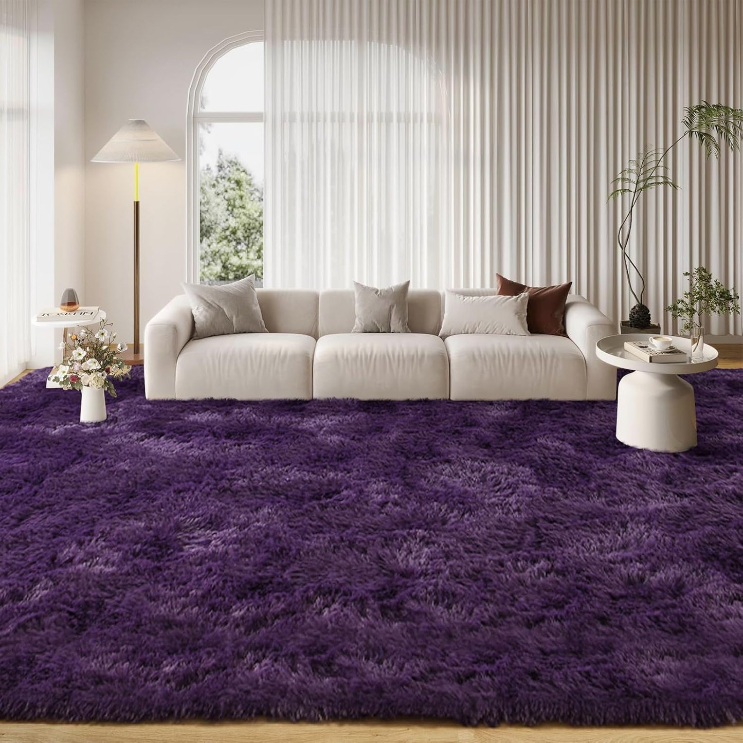 Fluffy Purple Rugs for Living Room Bedroom by FinRec Home
