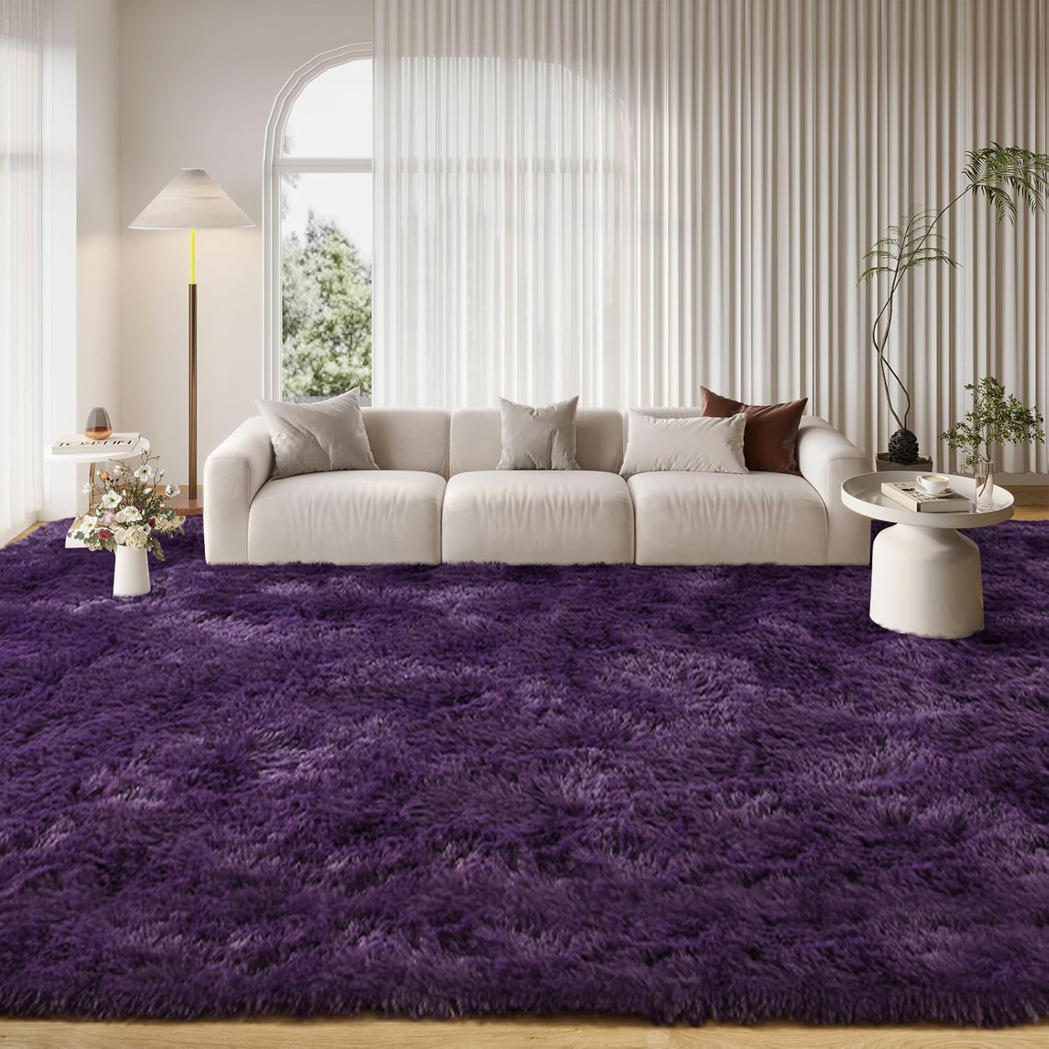 Fluffy Purple Rugs for Living Room Bedroom by FinRec Home