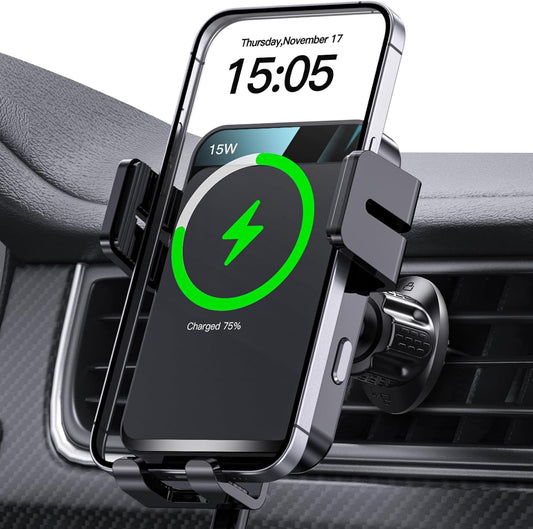 MOKPR Wireless Auto-Clamping Car Charger - Fast Charge iPhone & Samsung