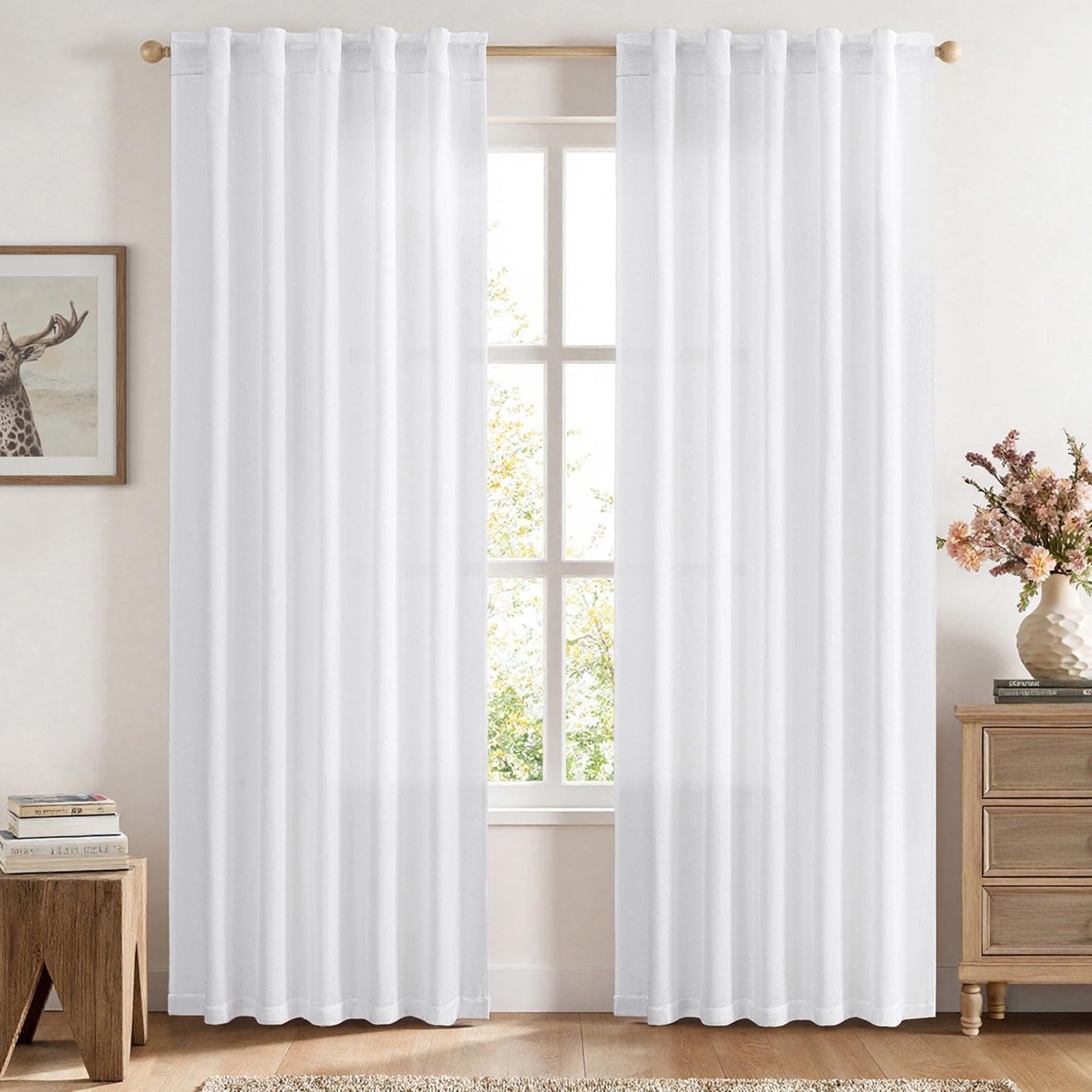 MIULEE Faux Linen Curtains 90 Inch Length for Elegant Decor