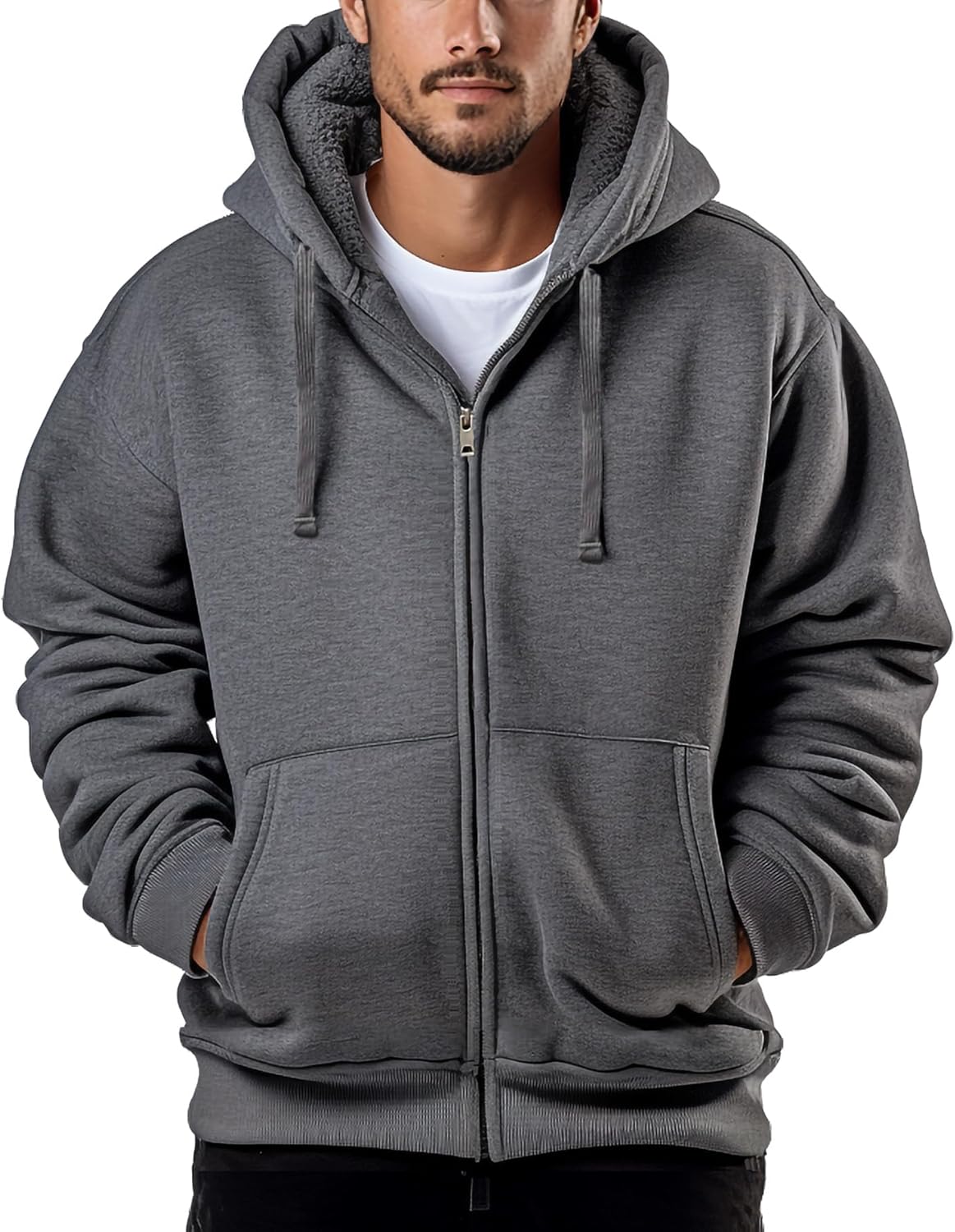 Hoodies for Men Full Zip Up Fashion Sweatshirt Warm Coats