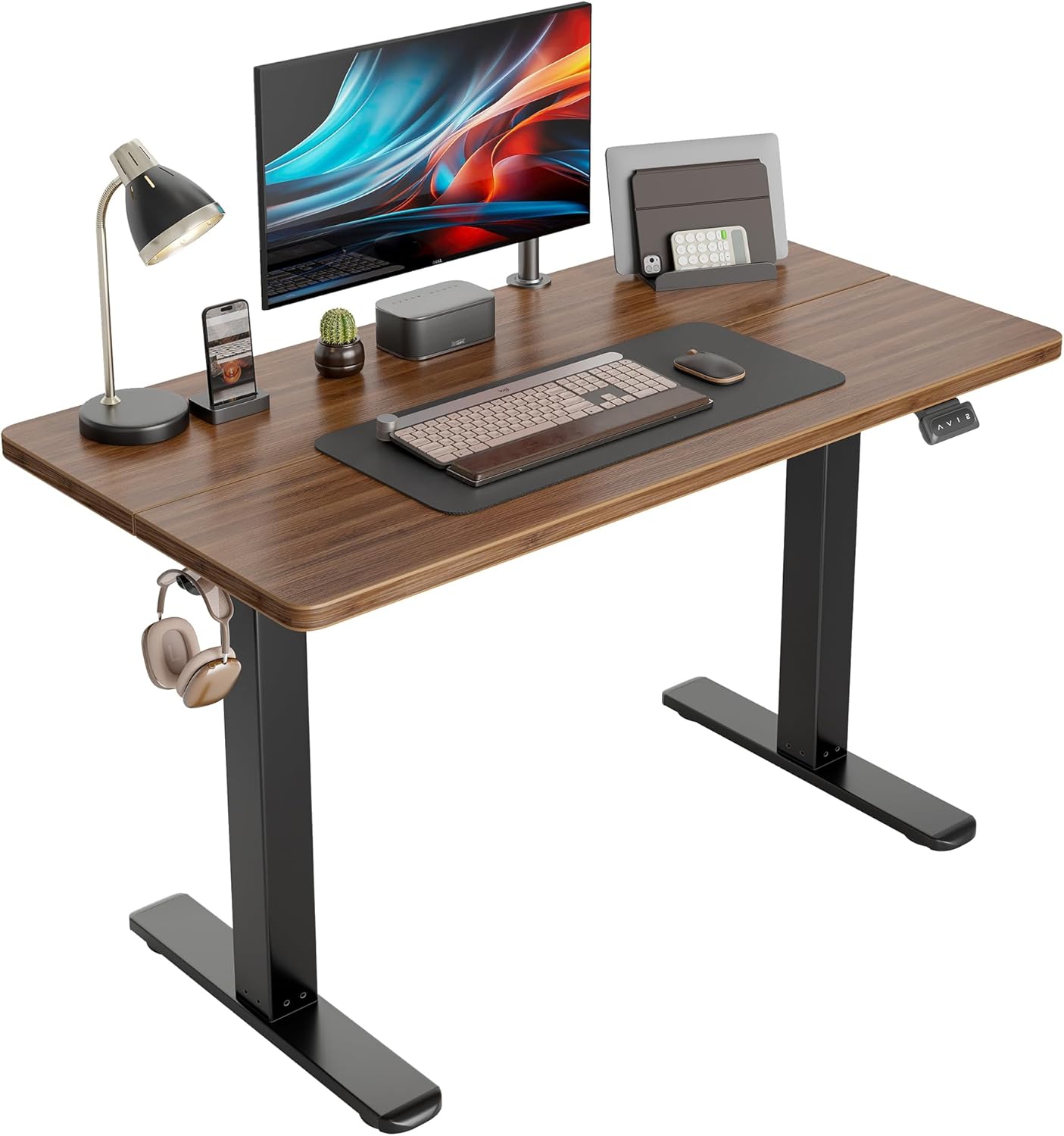 Height Adjustable Electric Desk, Sit-stand Table, Black Walnut