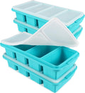 Silicone Freezer Tray With Lid - 4-Pack Large 1 Cup Food Molds