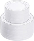 NOCCUR Silver Plastic Plates 200PCS for 100 Guests - Heavy Duty Party