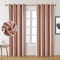 HOMEIDEAS Blush Pink Faux Silk Blackout Curtains 52 x 84 in - Room