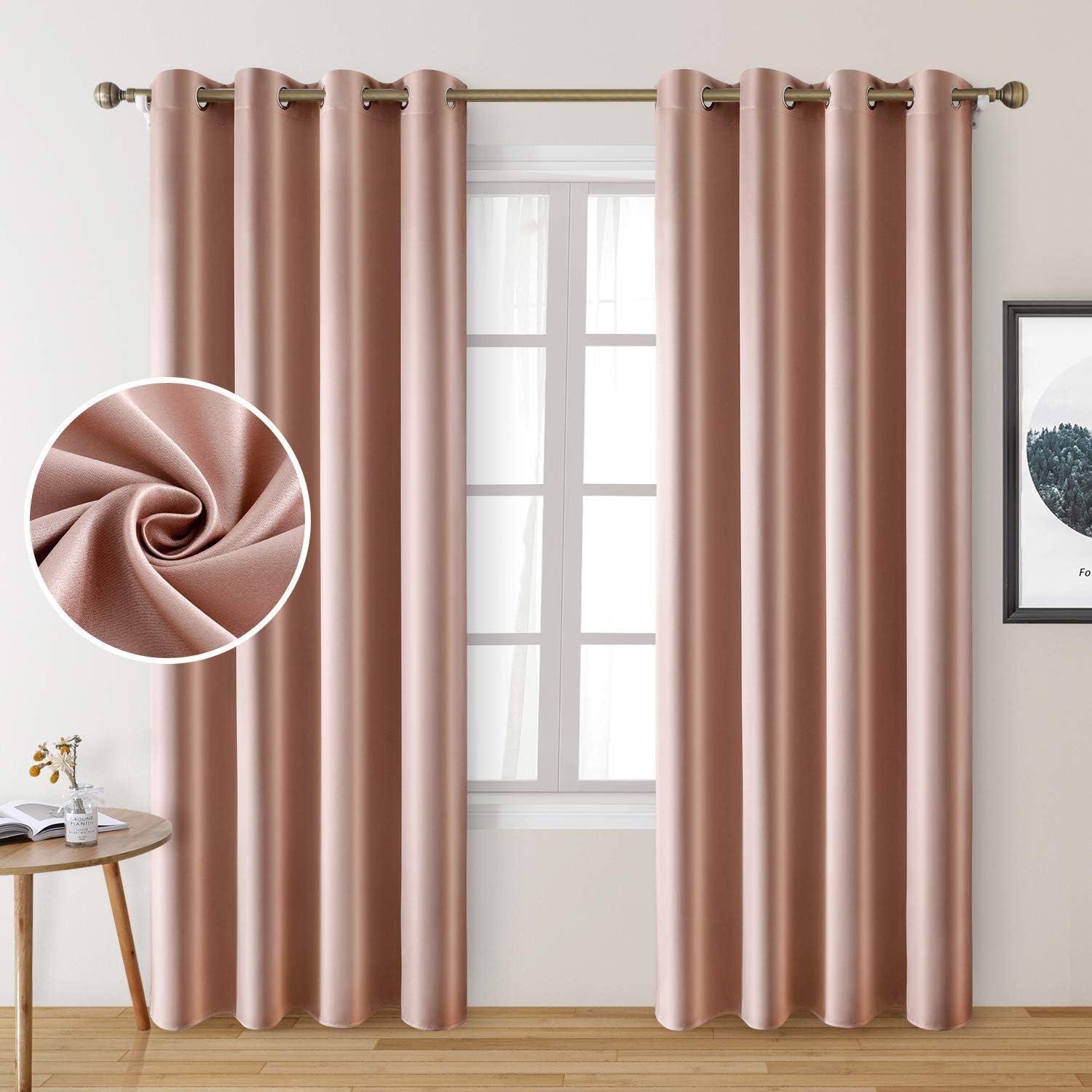 Faux Silk Blackout Curtains for Bedroom - Room Darkening Drapes