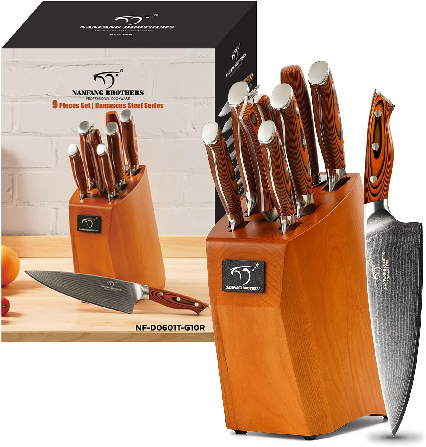 Damascus Kitchen Knife Set - 9-Piece Professional Knives Set