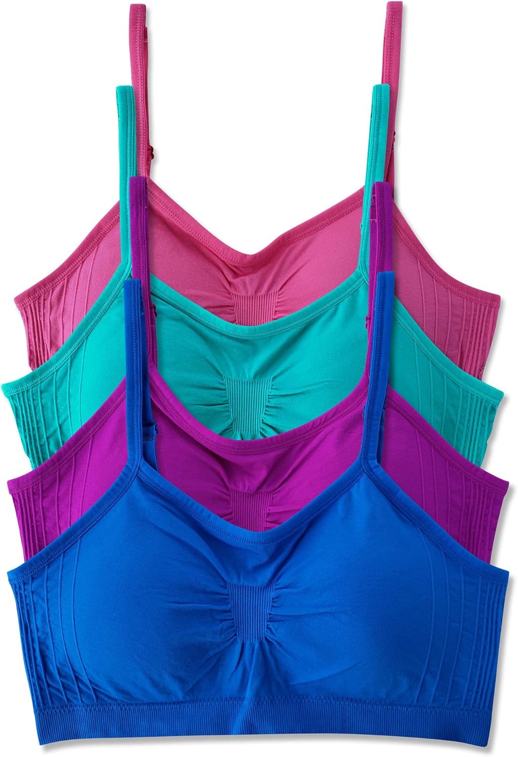 Kalon 4 Pack Womens Nylon Spandex Comfort Cami Bras Wireless