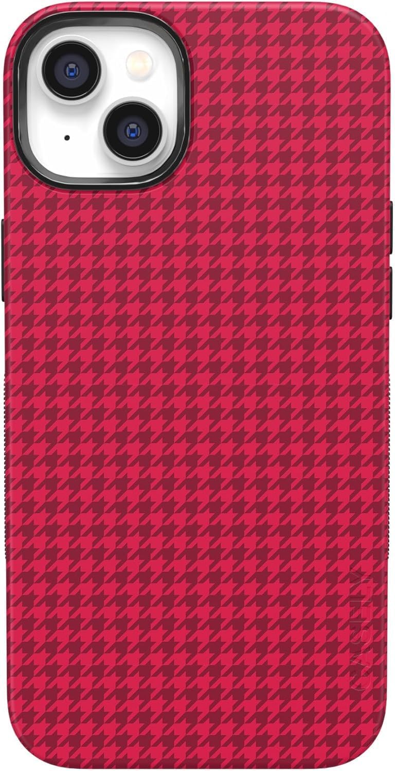 Casely iPhone 14 Plus Case - Best Dressed Pink Houndstooth Style