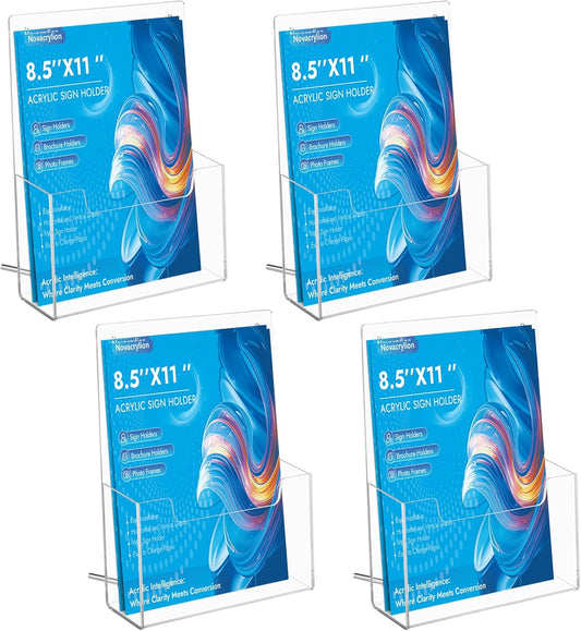 Acrylic Brochure Holder Wall Mount 8.5x11 Clear Trifold Rack