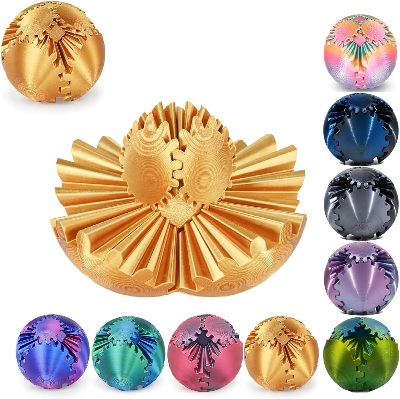 Gold Stress Relief Fidget Gear Ball