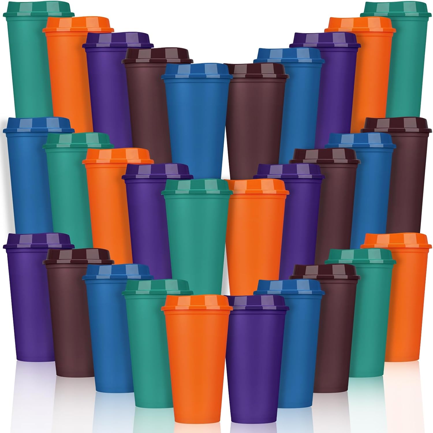 Domensi 30 Pack Reusable Coffee Cups with Lids for All Occasions