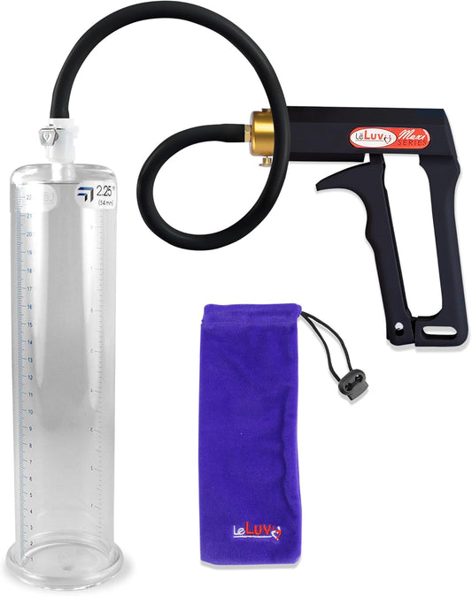 LeLuv Black Maxi Penis Pump with Premium Silicone Hose Kit