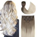 Sindra Clip in Hair Extensions 20in 120g - Ash Brown to Platinum