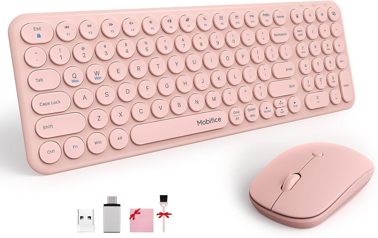 Mobifice Wireless Combo: Silent & Cute 2.4GHz Peach Pink