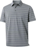 M MAELREG Golf Shirt for Men - Moisture Wicking Striped Polo