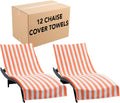 California Chaise Lounge Cover - Oversized Cabana Stripe Coral