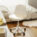 White Small Desk Chair for Teens - Armless Adjustable Vanity Seat