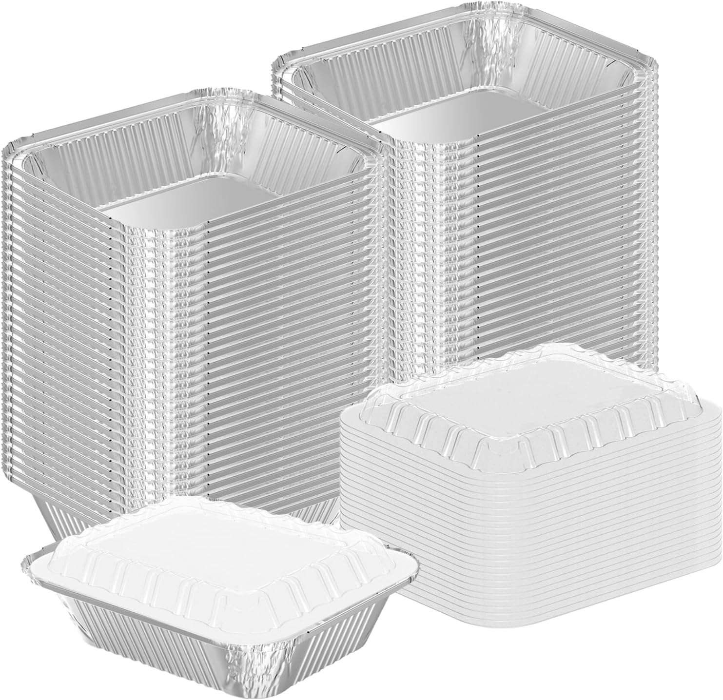 WANBAO 100 Pack Disposable Aluminum Foil Pans with Lids