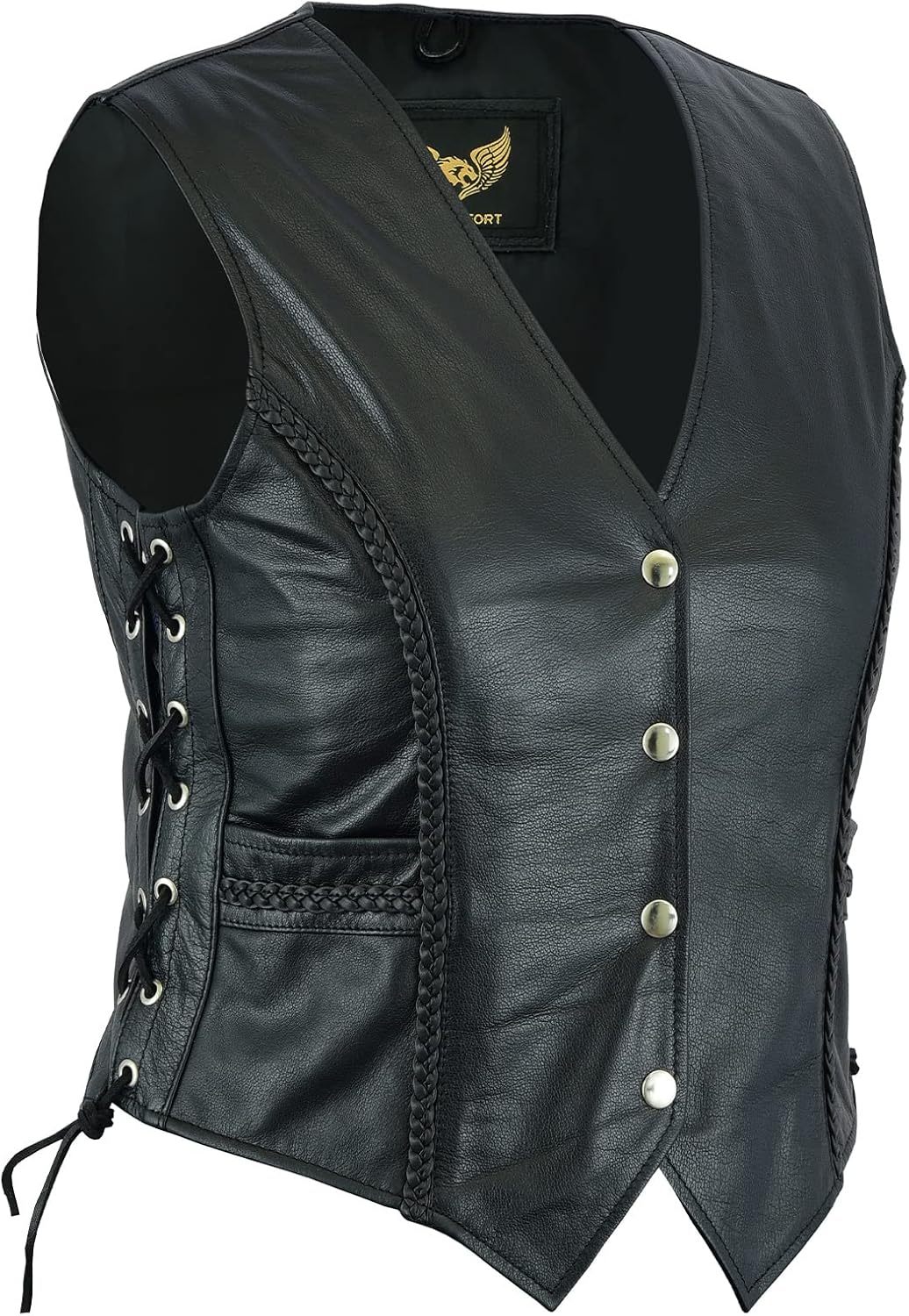 Top Grain Genuine Buffalo Leather Vests for Women Bikers