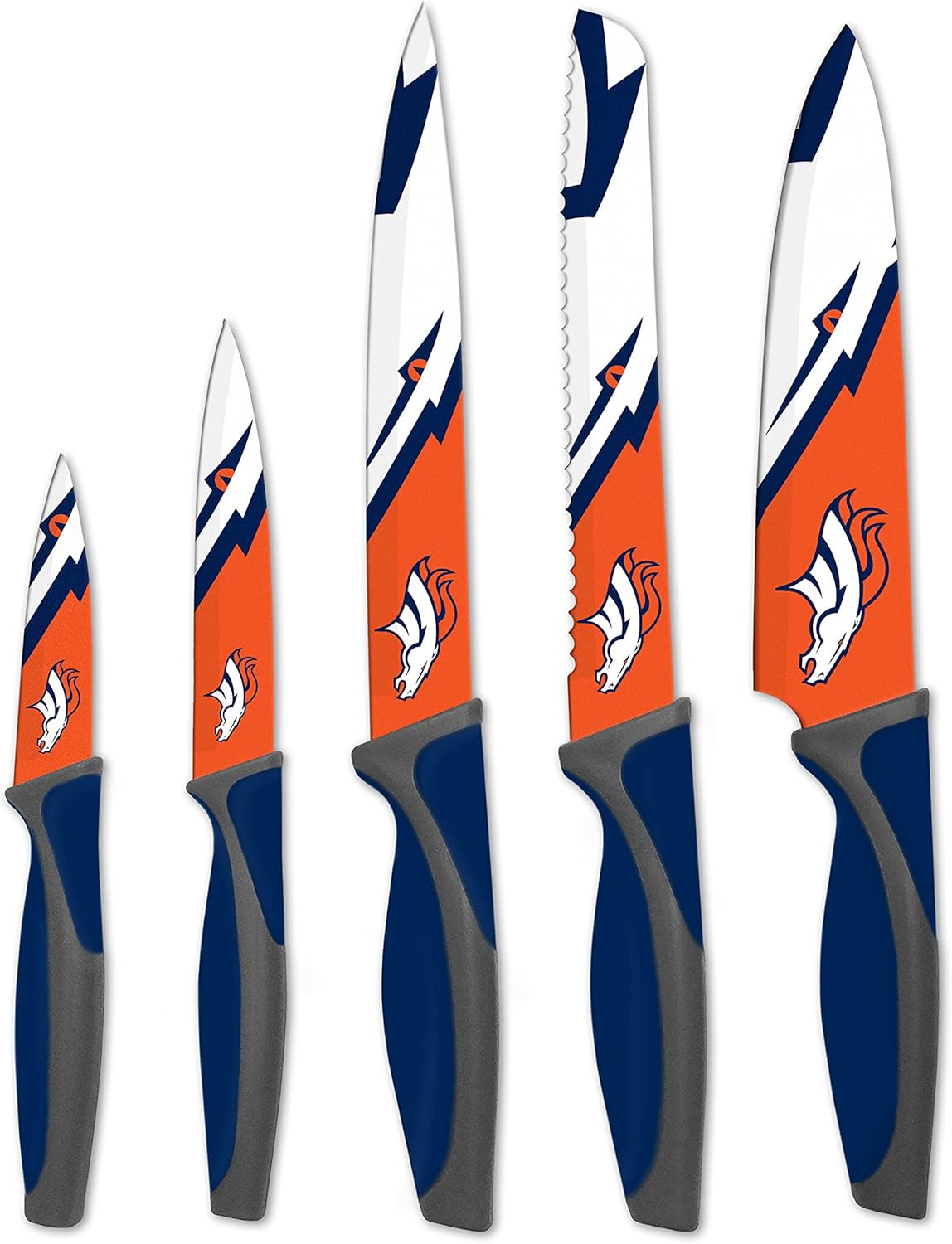 NFL Denver Broncos 5-Piece Kitchen Knife Set for Food Prep