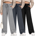 Girls' Wide Leg Sweatpants 3 Pack - Casual Drawstring Joggers our