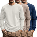 Men's Big and Tall Long Sleeve Cotton Tee 3-Pack - Comfortable solid