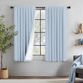 Baby Blue Curtains for Bedroom 45 in Length 2 Panel Linen Blackout