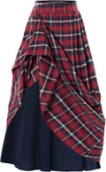 Scarlet Darkness Plaid Skirt High Waist Long Skirt with Pockets This