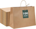 Brown Kraft Paper Bags 16x6x12 100 Pack - Sturdy Gift & Takeout Bags