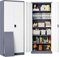 SISESOL 71in Metal Storage Cabinet with Adjustable Shelves and Lock