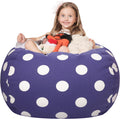Stuffed Animal Storage Bean Bag Chair Cover - Large 38 in Navy Dot