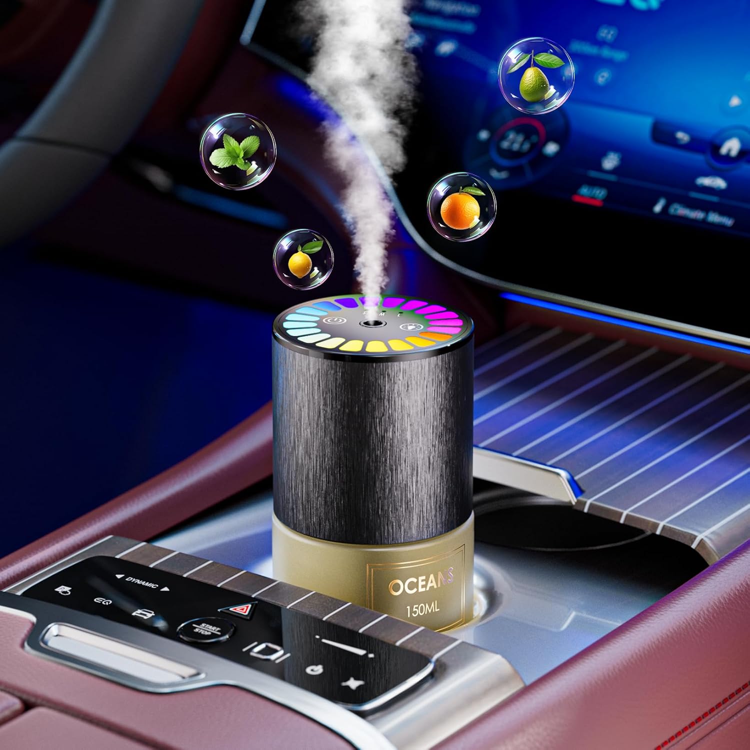 Car Air Freshener with Auto On/Off and RGB Music Sync Light