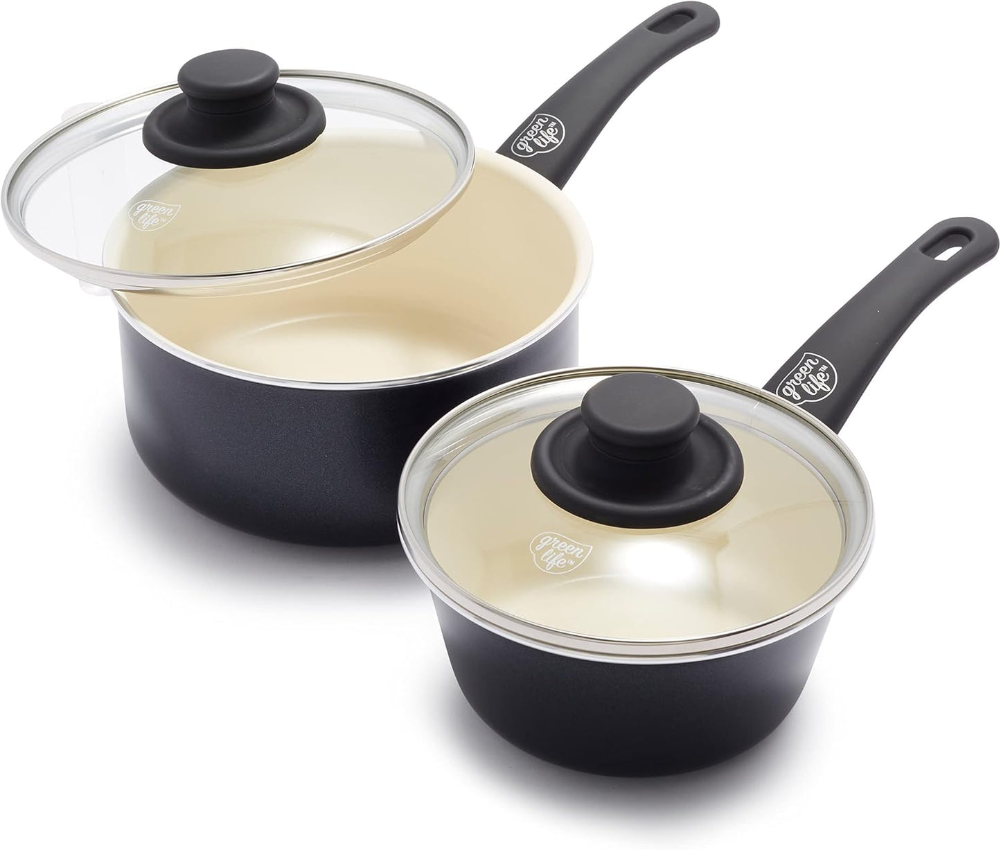 GreenLife Soft Grip Healthy Ceramic Nonstick Saucepan Set