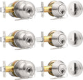 Probrico Entry Door Knob Set with Deadbolt - Keyed Alike Brushed