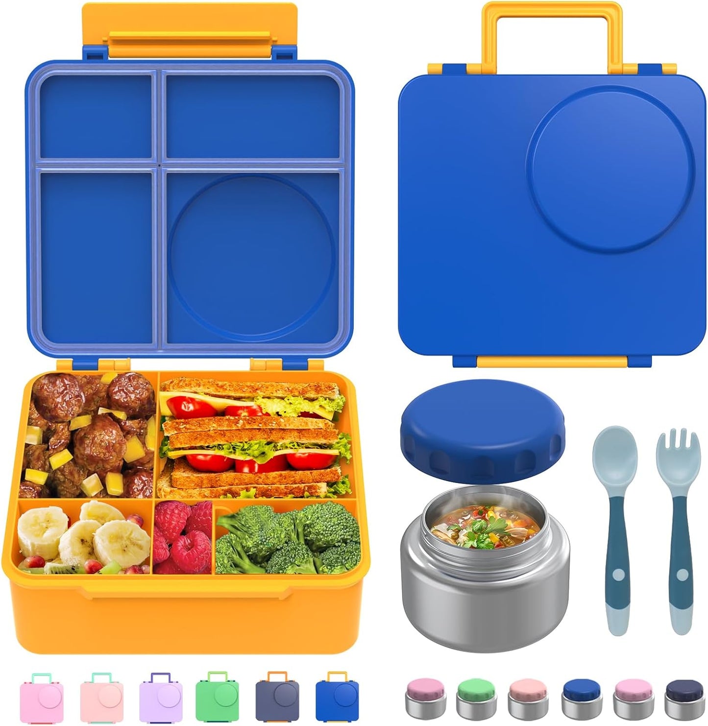 Bento Box for Kids - Leak-Proof Lunch Box with Thermos Jar