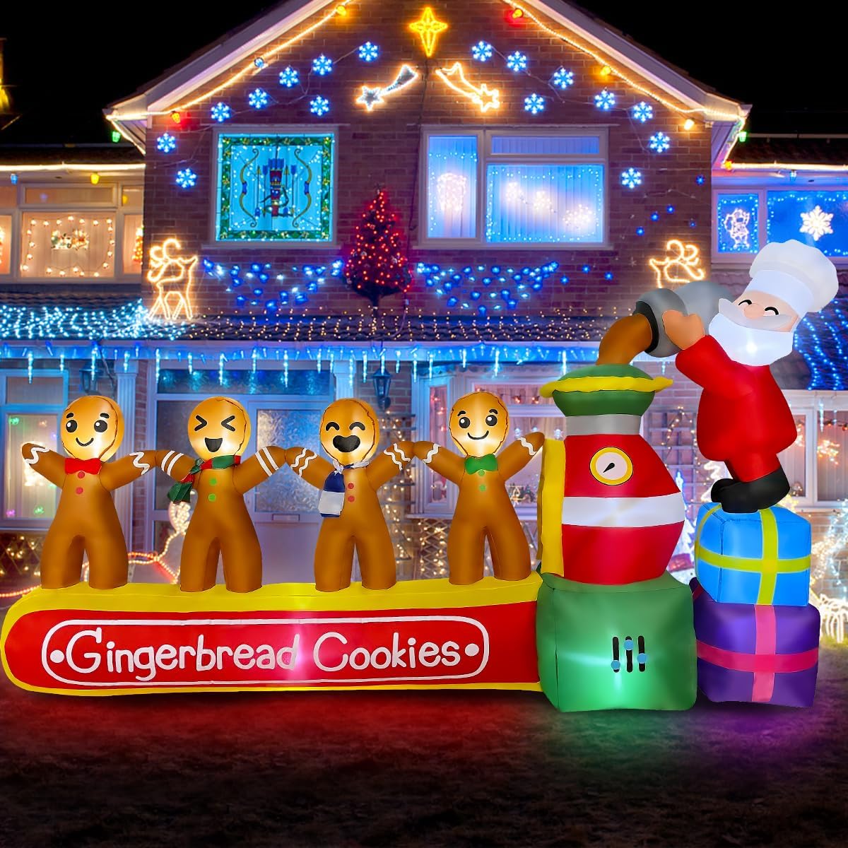 7ft Inflatable Christmas Gingerbread Cookies Machine Decoration