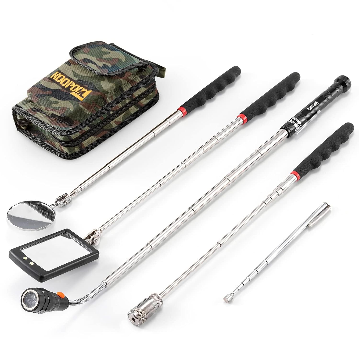 Telescoping Magnetic Pickup Tool Set with LED Flashlight