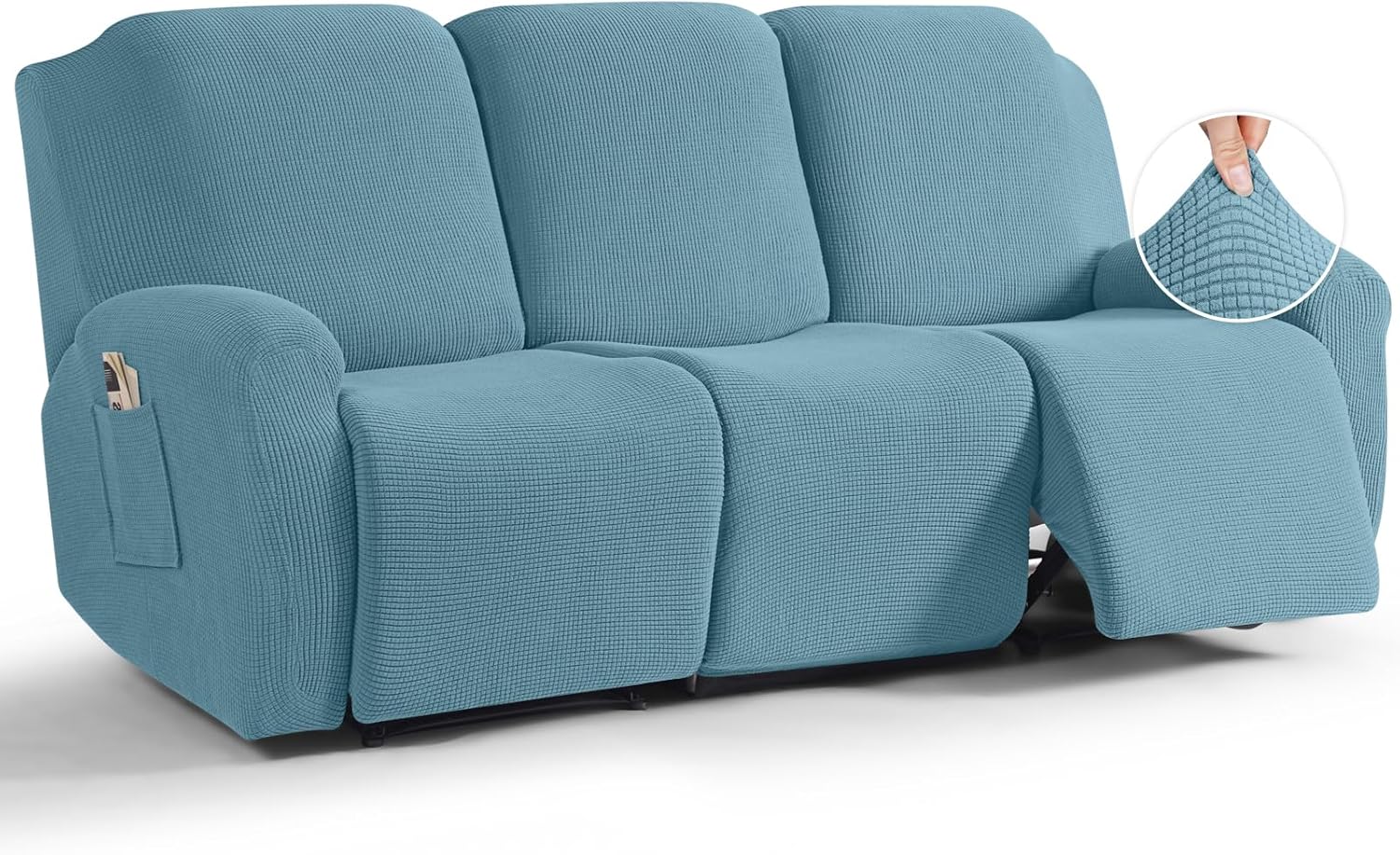 TAOCOCO Recliner Sofa Covers for 3 Seats - Dusty Blue Style