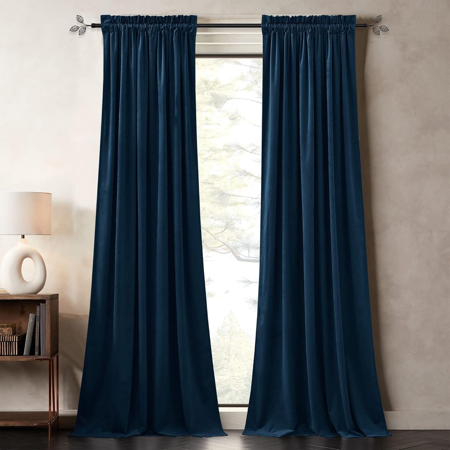 Super Soft Insulated Blue Velvet Curtains - Set of 2