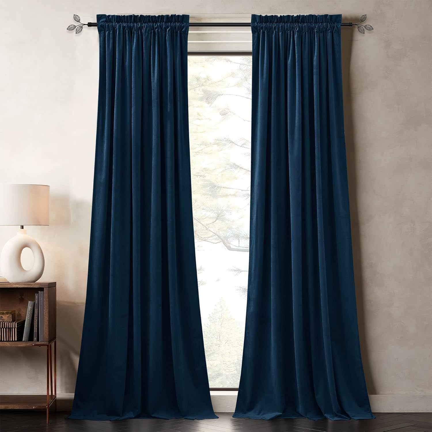 Super Soft Insulated Blue Velvet Curtains - Set of 2