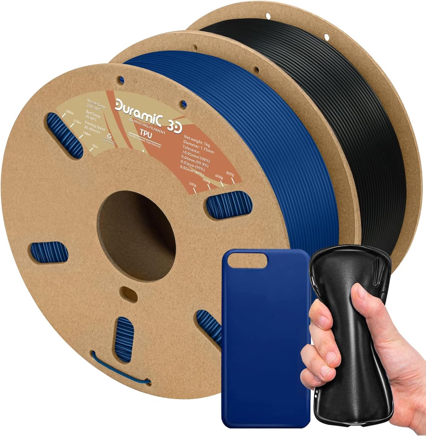 Duramic TPU Filament 1.75mm for Flexible 3D Printing Projects