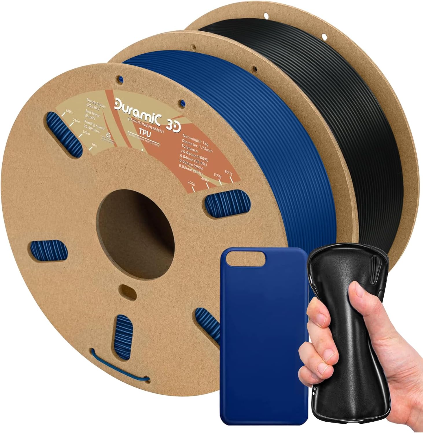 Duramic TPU Filament 1.75mm for Flexible 3D Printing Projects