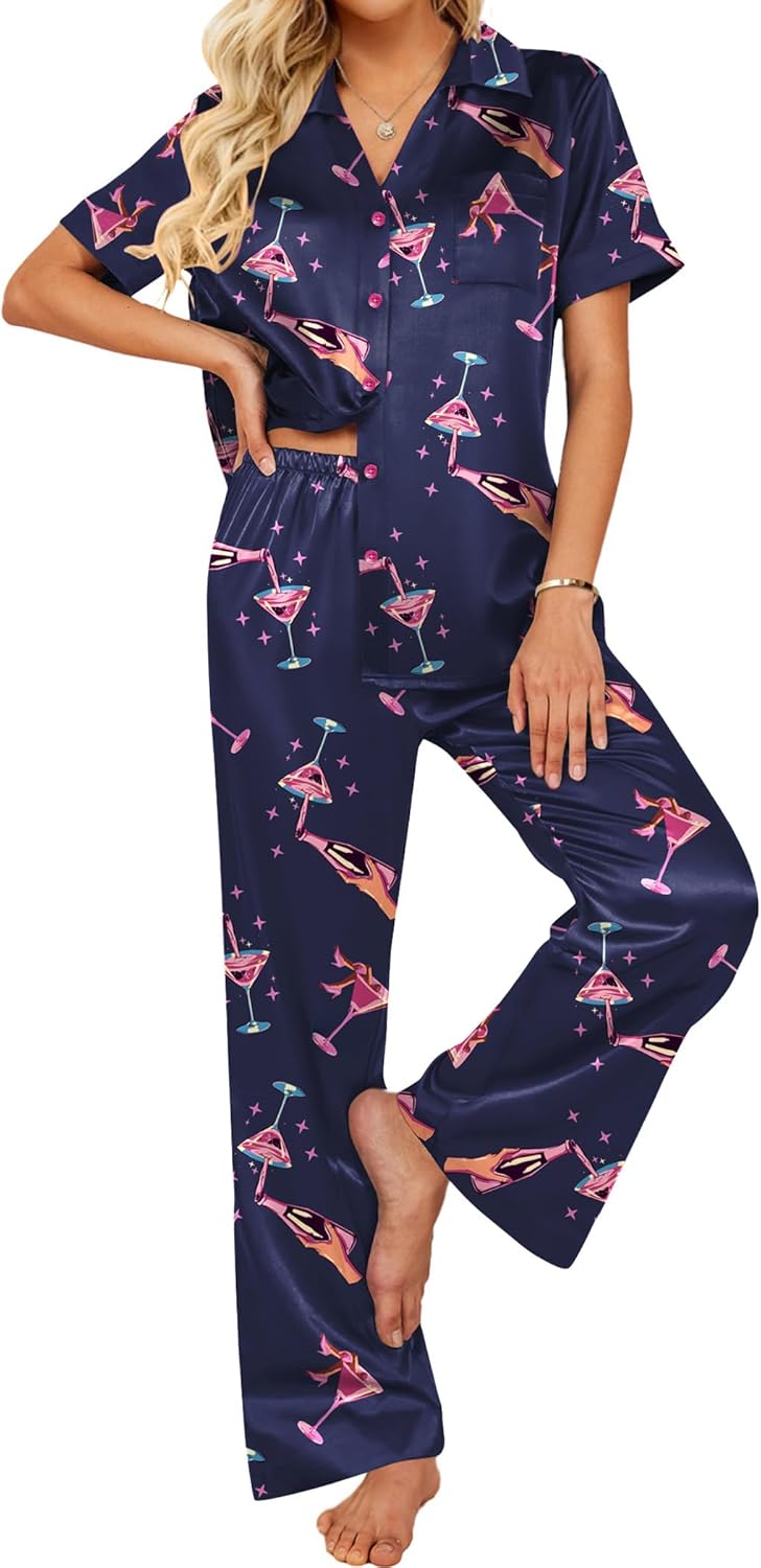 Ekouaer Silk Pajamas for Women - Soft Satin Pjs Set