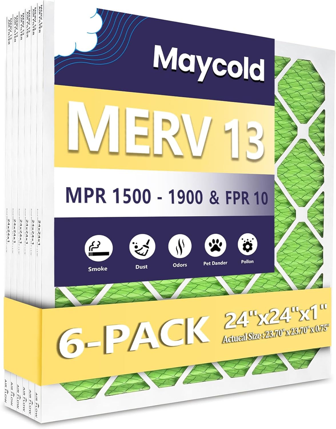 Maycold MERV 13 Air Filter 24x24x1 for Cleaner Air Quality