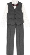 Boys Grey Mixed Texture 4-Piece Formal Suit Set - Timeless Look